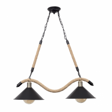 LAMPARA CLASICA COLGANTE SOGA NEGRO 2 LUCES